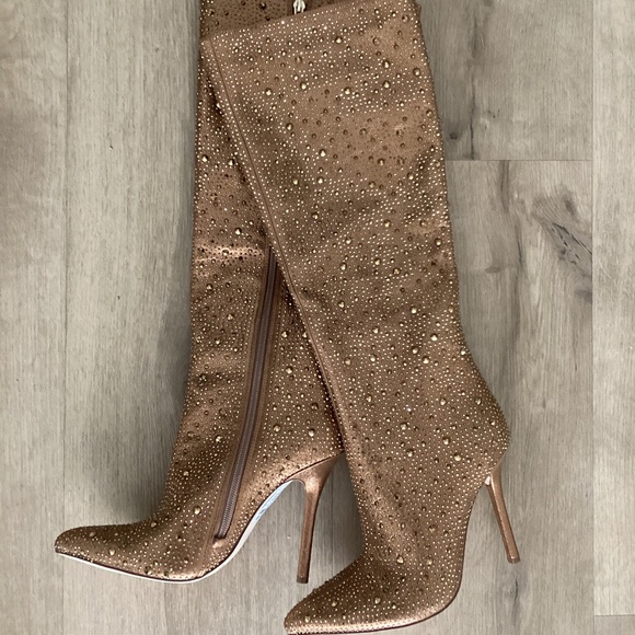 NEW Jessica Simpson Laurel Knee High Heel Boot Rhinestone Embellished 7.5M - Picture 5 of 12